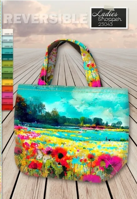 Canvas paneel bloemen/vogels tas